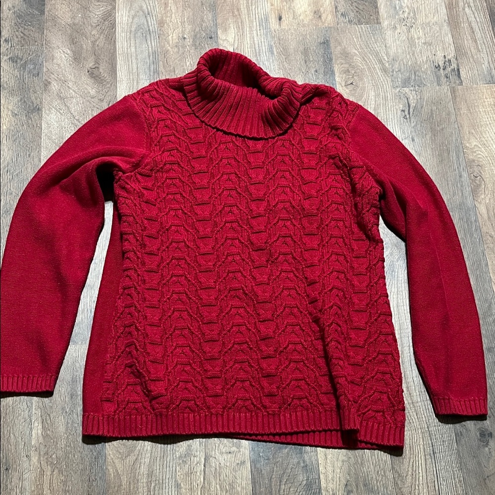 Coldwater Creek Rich Red Cowl Neck Sweater